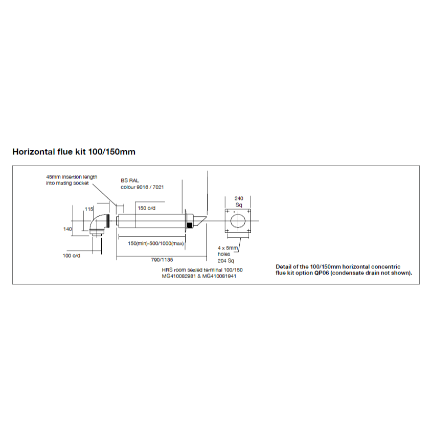 Buy Remeha Quinta ACE 55/65/90/115/160 Verticle Flue Kit | National ...